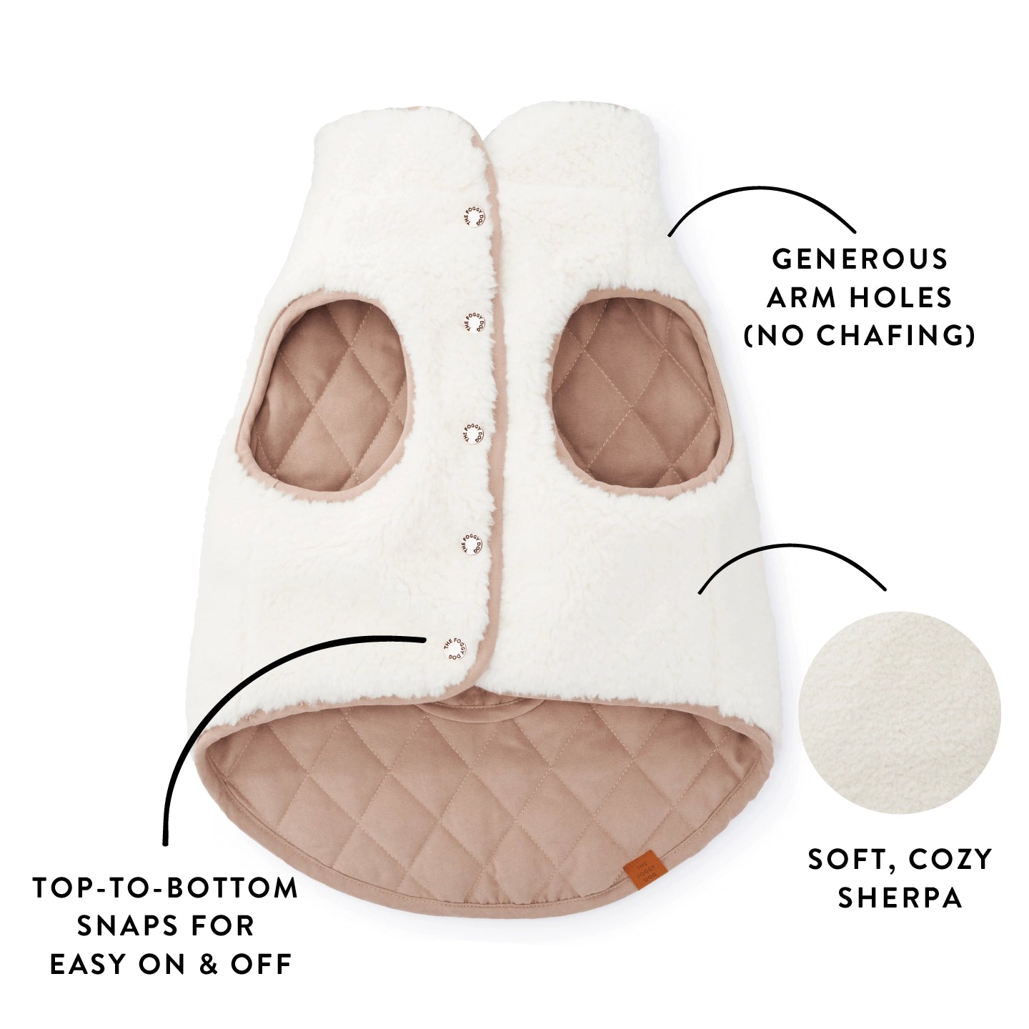 The Foggy Dog - Dog Jacket Fawn Sherpa-Lined Reversible