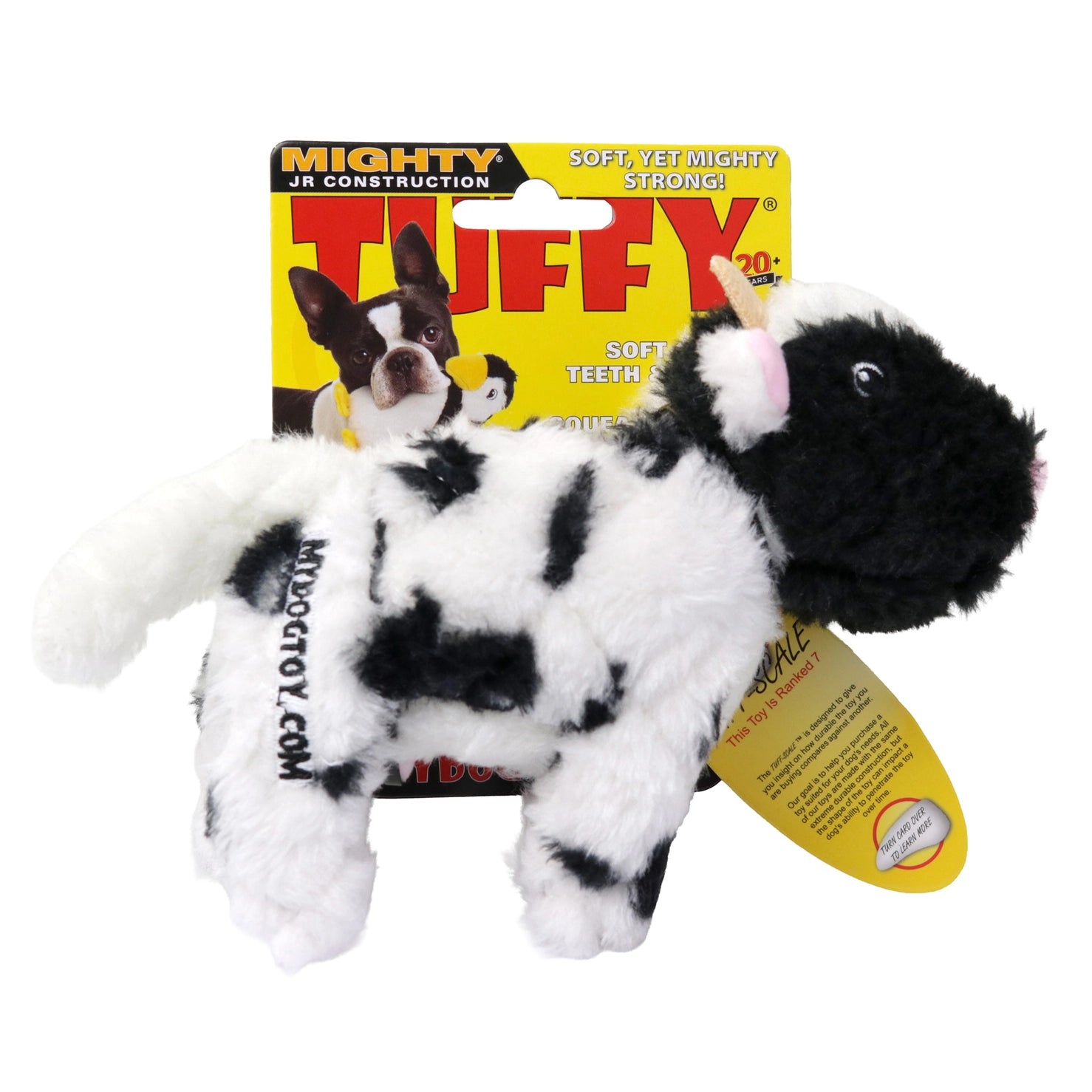 Tuffy Dog Toys - Mighty Jr Farm Cow Plush Squeaky Dog Toy