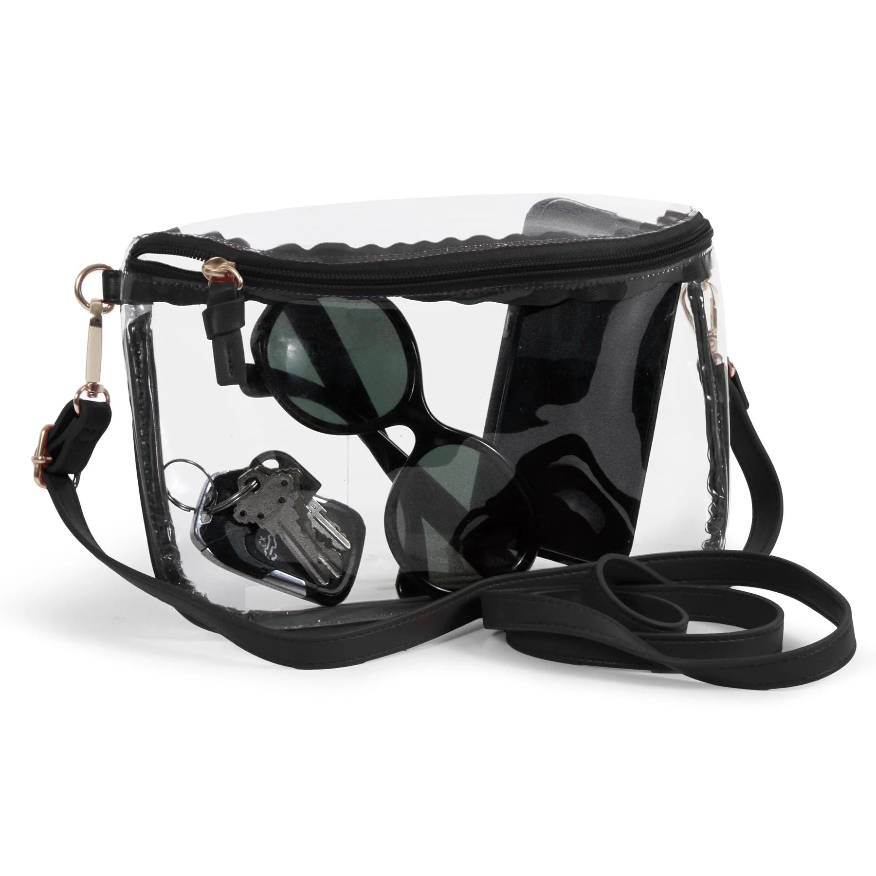 Desden - Clear Purse with Black Trim Black Shoulder Strap