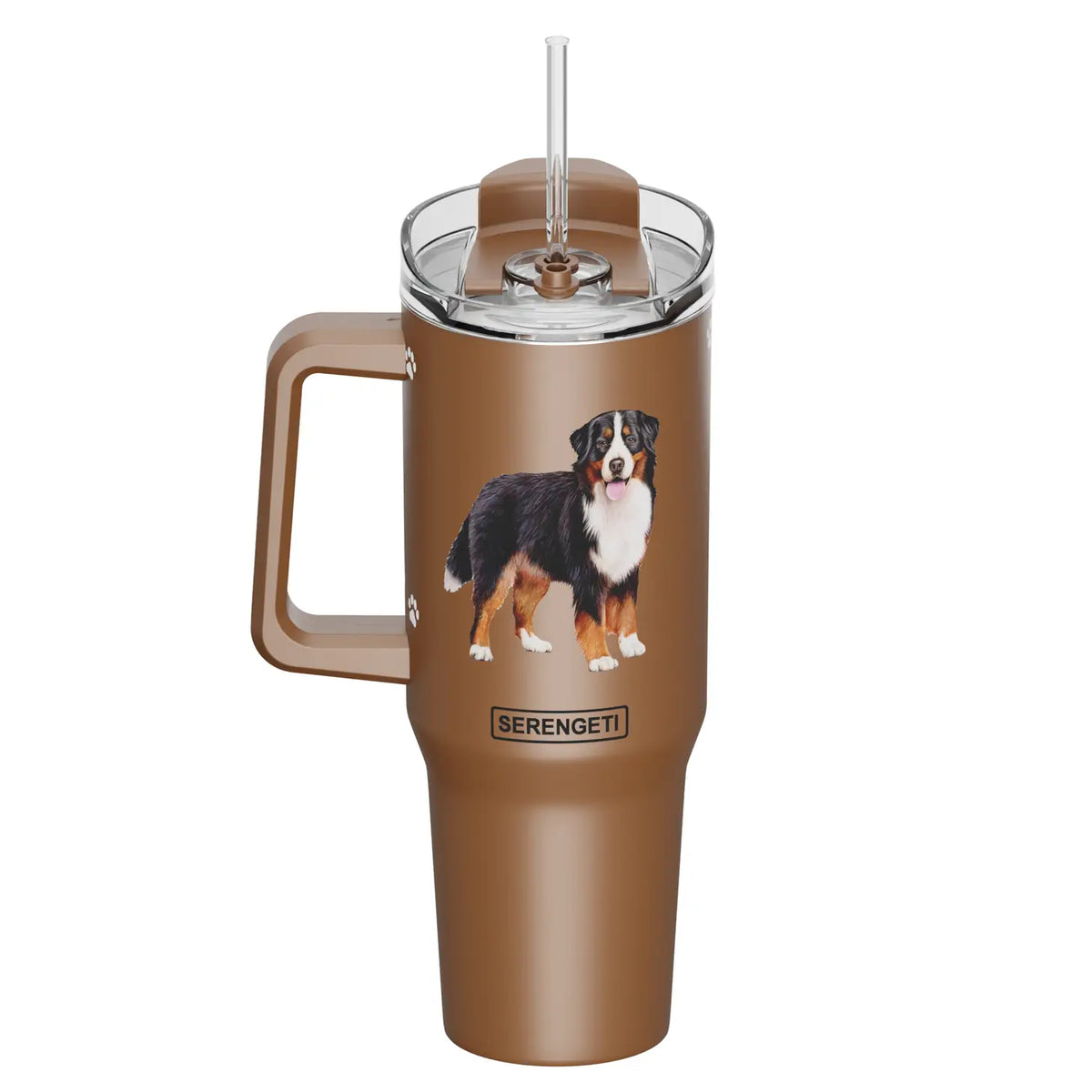 E & S Imports - Tumbler with Handle & Straw Bernese Mountain Dog