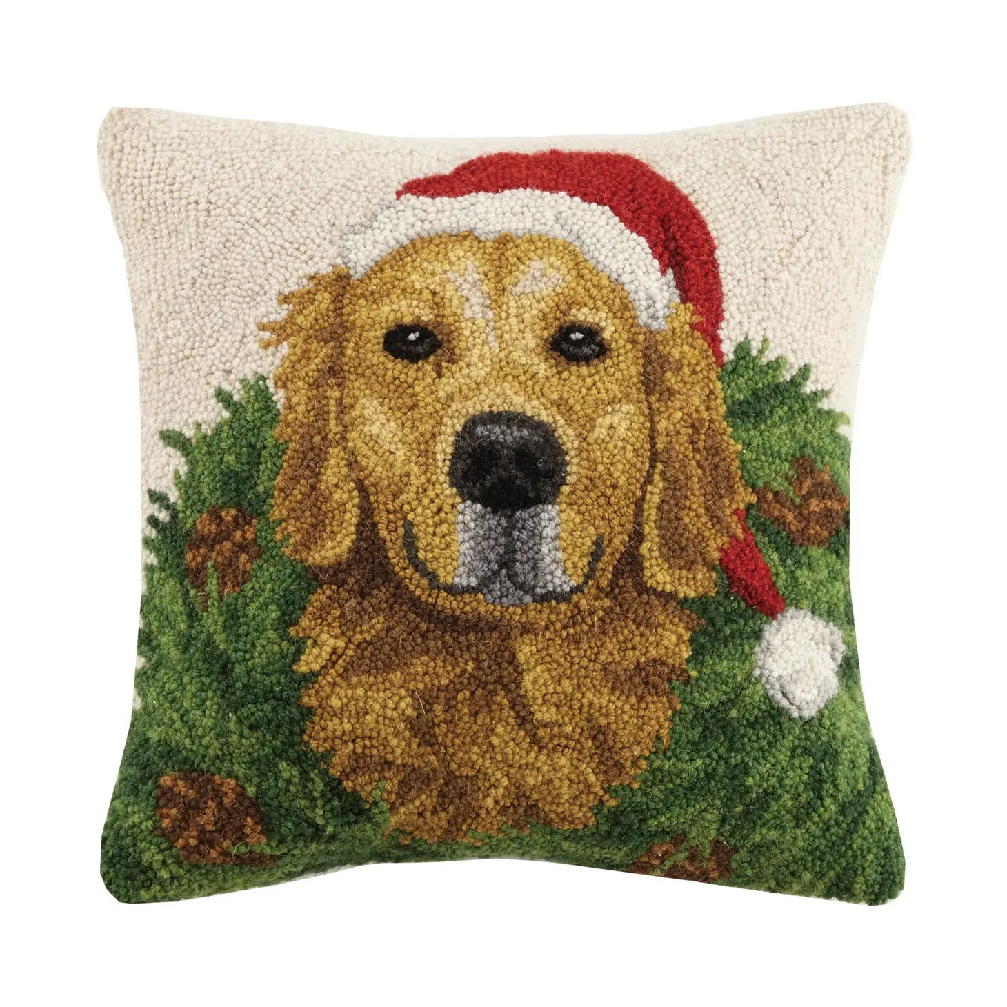 Peking Handicraft - Pillow Santa Golden Retriever