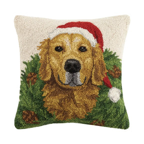 Peking Handicraft - Pillow Santa Golden Retriever