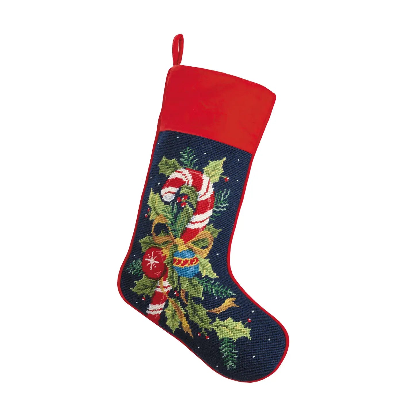 Peking Handicraft - Stocking Candy Cane with Greenery