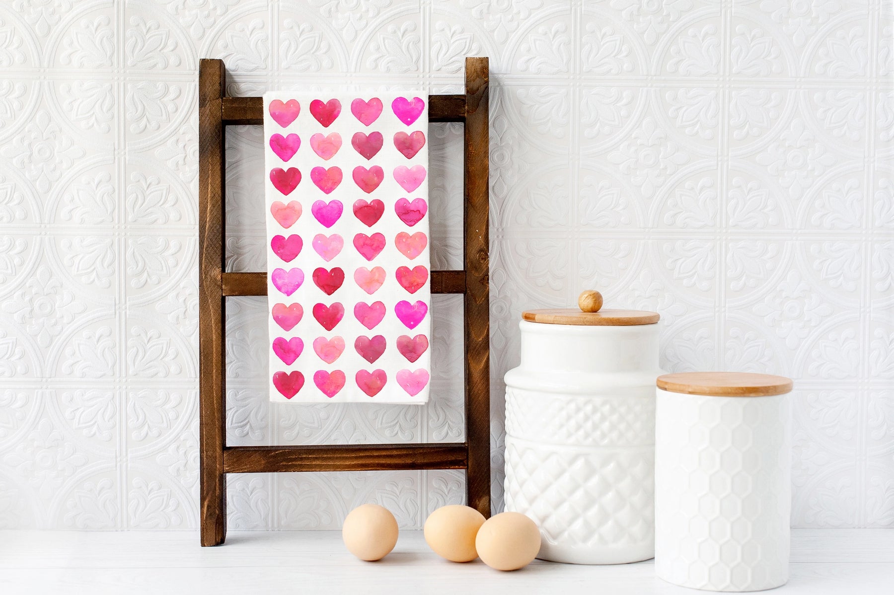 Kelsey M Designs - Cozy Kitchen Towel With Hearts