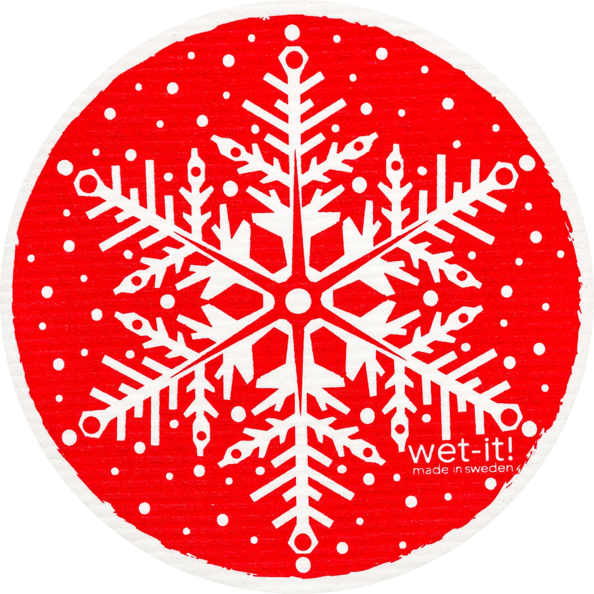 Wet-it! - Snowflake Red Round Swedish Cloth