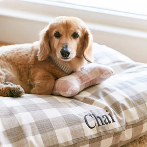 The Foggy Dog - Dog Bed Warm Stone Gingham