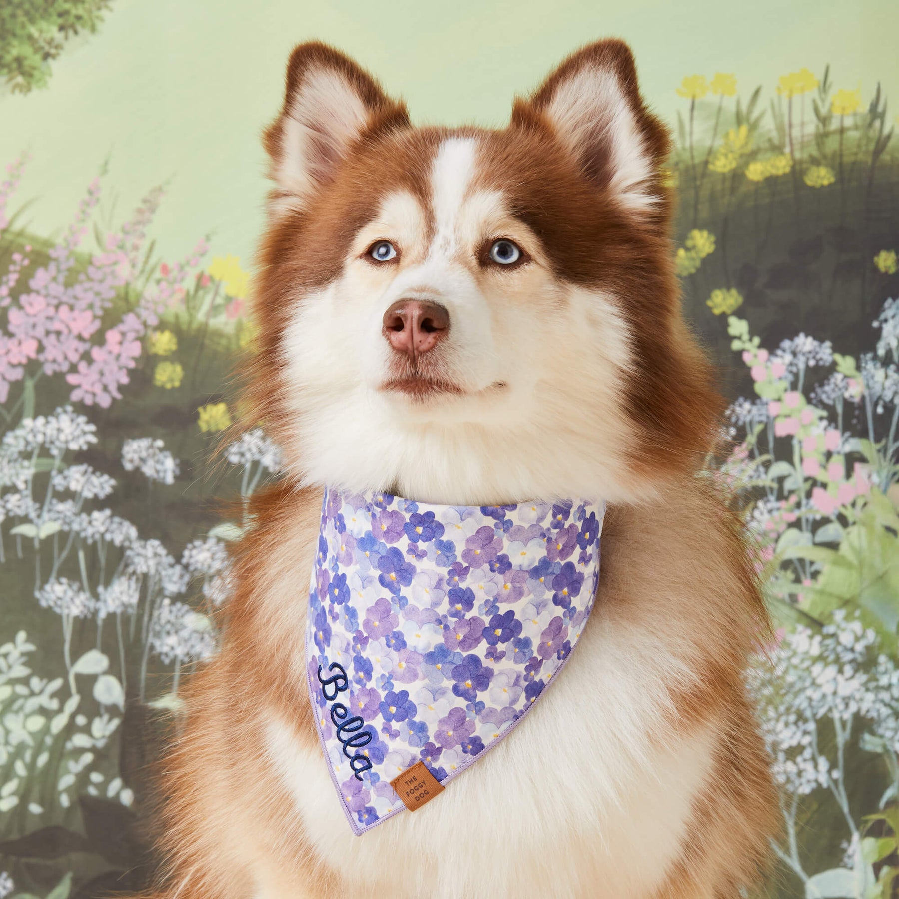 The Foggy Dog - Bandana Dog Pressed Pansies
