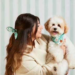 The Foggy Dog - Bandana Dog Seafoam Poppies