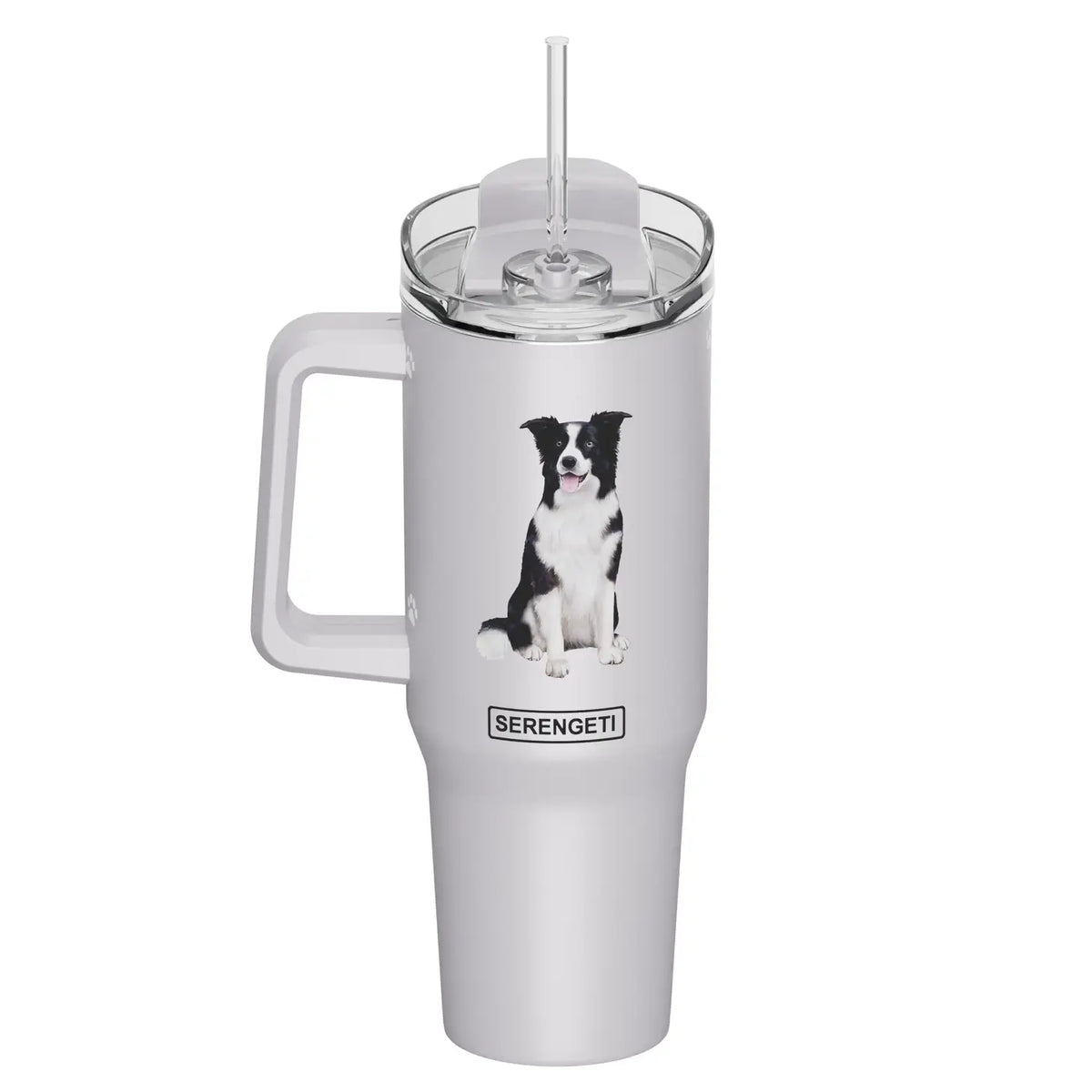 E & S Imports - Tumbler with Handle & Straw Border Collie
