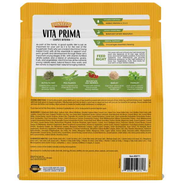 Sunseed - Vita Prima - Young Rabbit Food - Southern Agriculture 