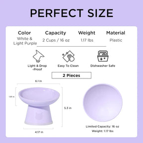 Moon-X USA - Cat Food Bowl Tilted Stress Free Raised 2 Piece Set
