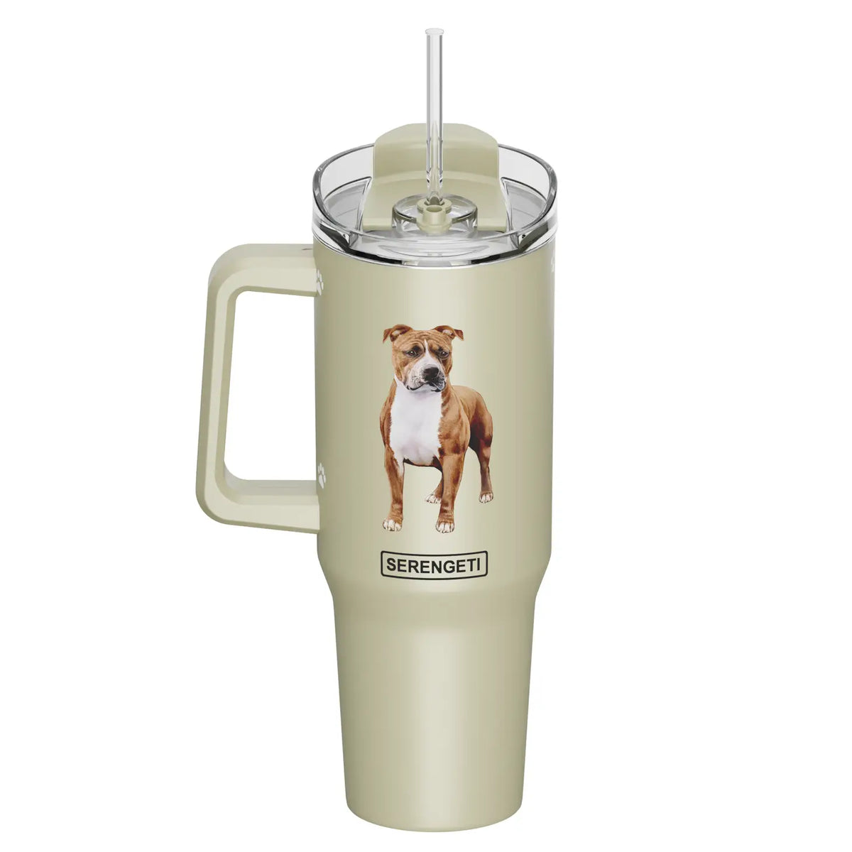 E & S Imports - Tumbler with Handle & Straw Pitbull