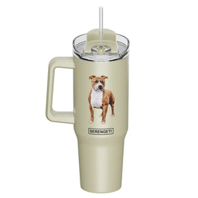 E & S Imports - Tumbler with Handle & Straw Pitbull