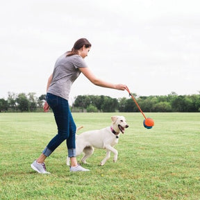 Petmate - Rope Fetch Ball With Bungee Handle Stored On Sides