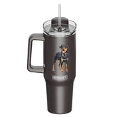 E & S Imports - Tumbler with Handle & Straw Rottweiler