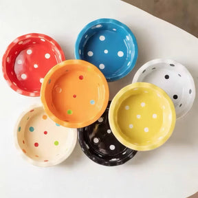 PawPaw Wholesale - Cat Bowl Ceramic Polka Dot