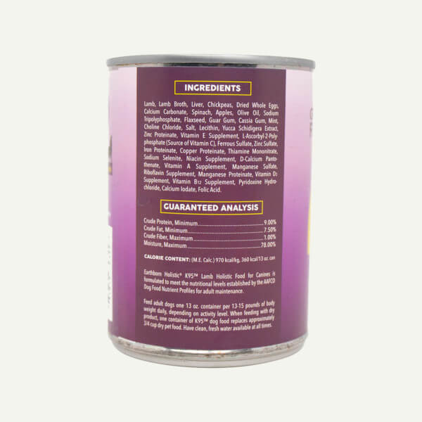 Earthborn Holistic - All Breeds, Adult Dog K95 Grain-Free Lamb Recipe Canned Dog Food - Southern Agriculture 