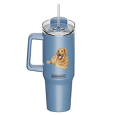E & S Imports - Tumbler with Handle & Straw Golden Retreiver