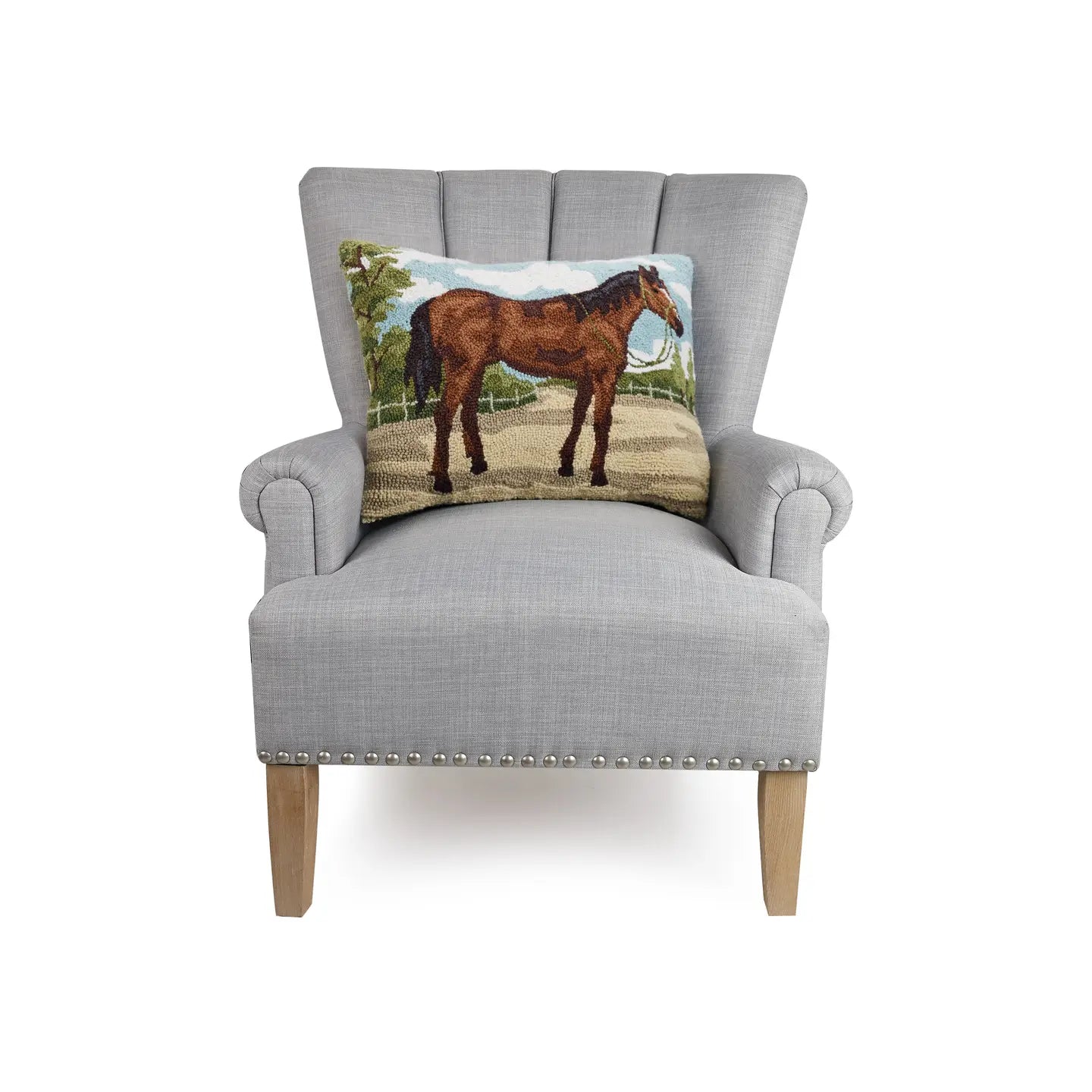 Peking Handicraft - Pillow Horse Brown Hook