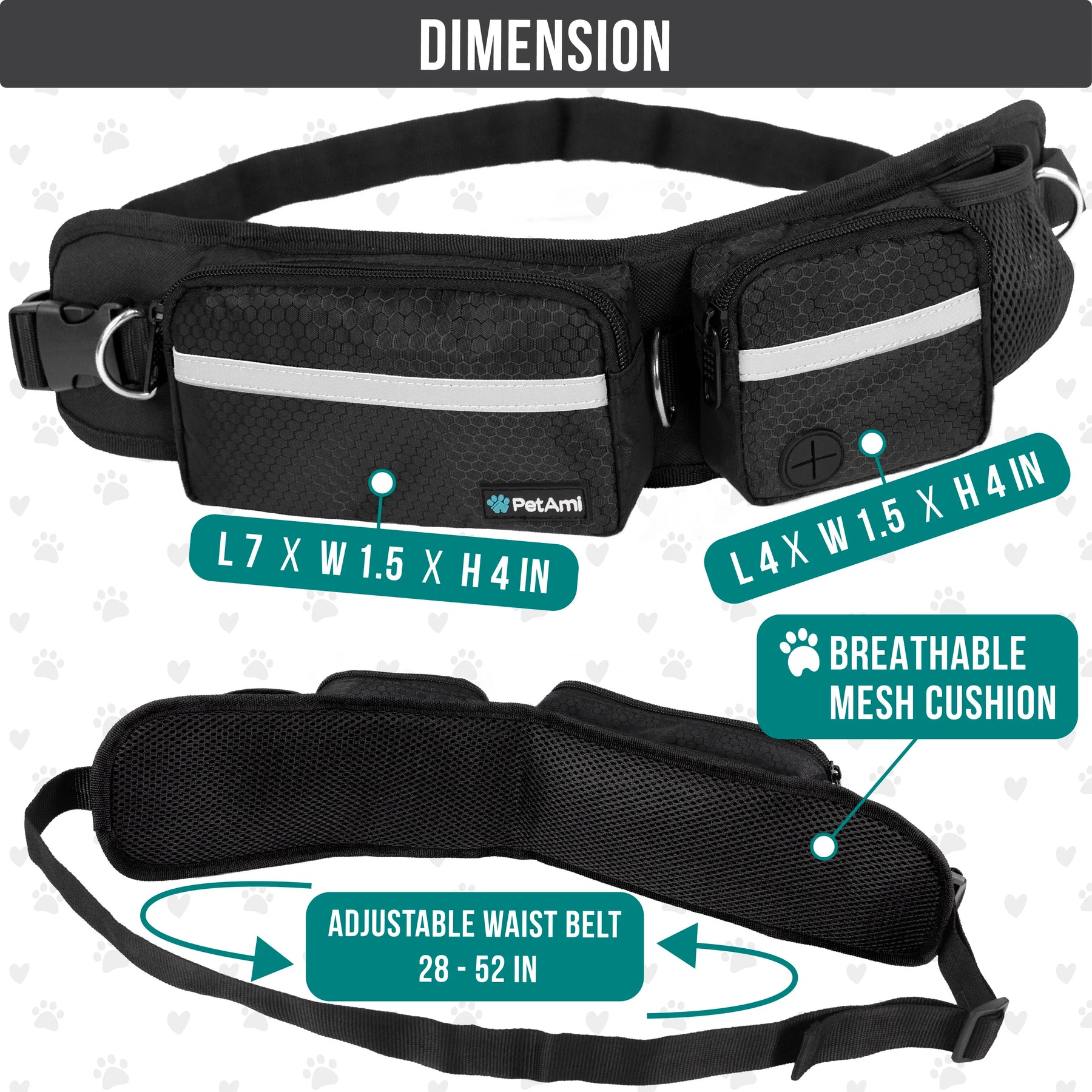 PetAmi - Dog Leash Bag Deluxe Hands Free