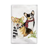 Mary Lake Thompson - Towel Winter Corgi Pals Flour Sack Towel
