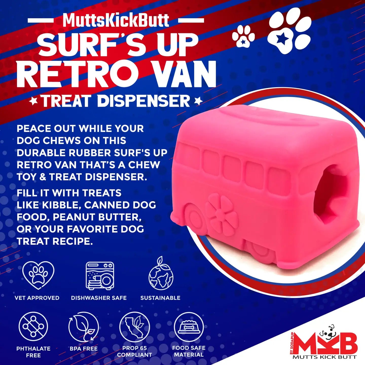 Surfs Up! Retro Van Dog Chew Toy & Treat Dispenser - Southern Agriculture 