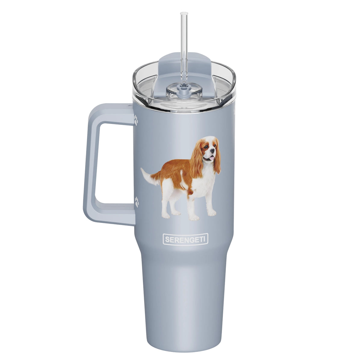 E & S Imports - Tumbler with Handle & Straw King Cavalier Charles