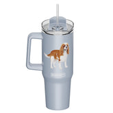 E & S Imports - Tumbler with Handle & Straw King Cavalier Charles