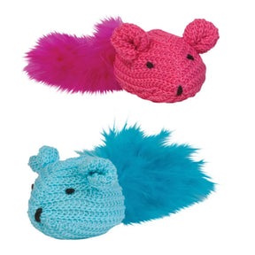 Kylie's - Knit Mouse with Feather 2Pk