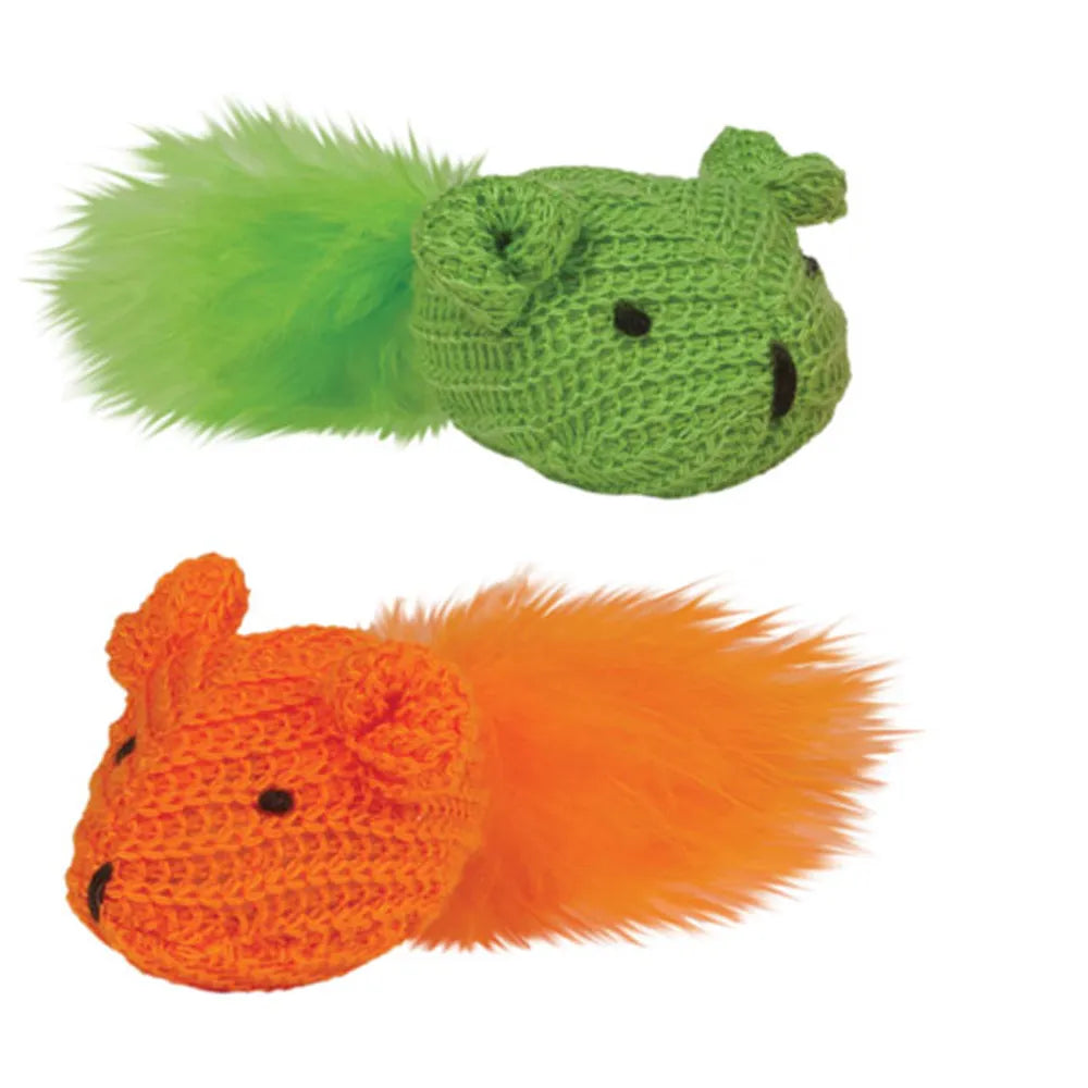 Kylie's - Knit Mouse with Feather 2Pk