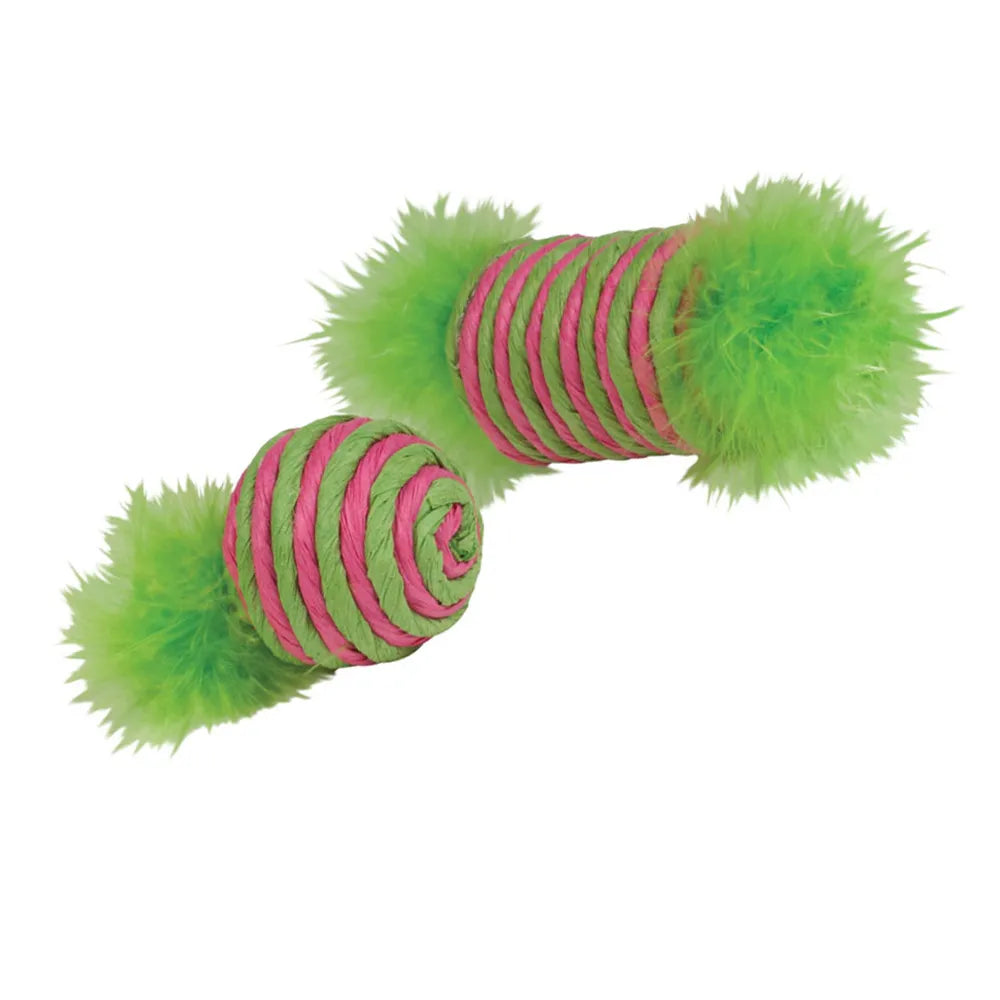 Kylie's - Brights Raffia Spool & Ball With Feather 2pk