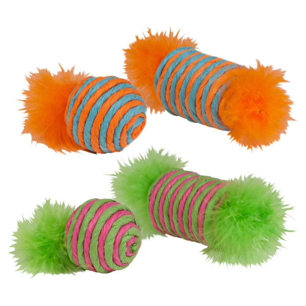 Kylie's - Brights Raffia Spool & Ball With Feather 2pk