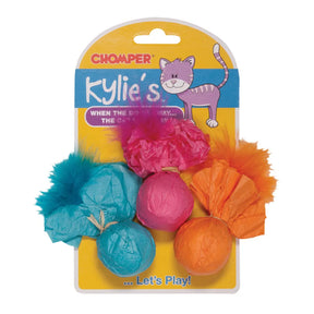 Kylie's - Paper Ball Rattlers with Feather 3pk
