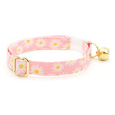 Made by Cleo - Cat Collar "Daisies" Pink Breakaway with Gold