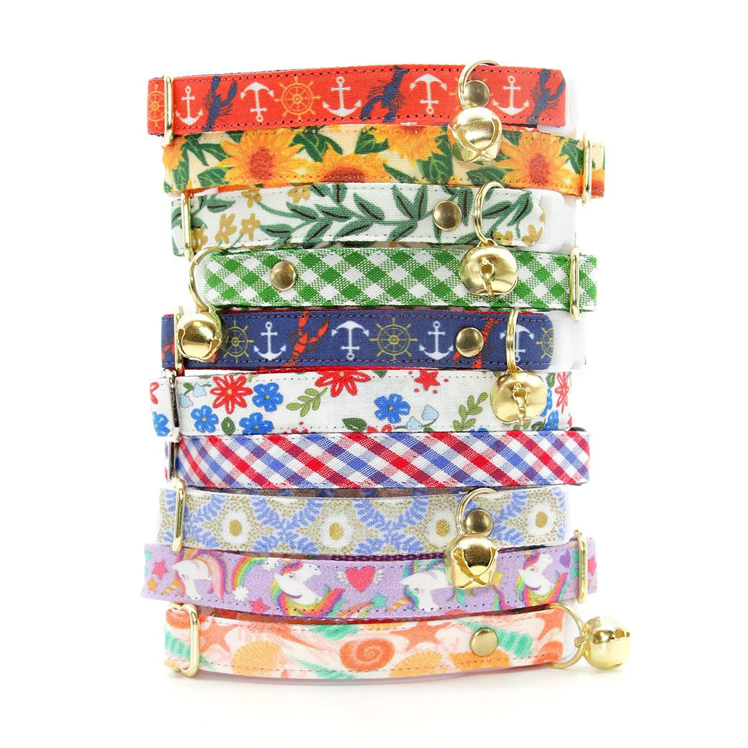 Made by Cleo - Cat Collar "Sunflowers" Breakaway with Gold