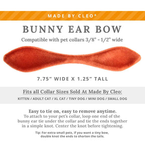 Made by Cleo - Cat Collar "Velvet-Roasted	Pumpkin" & Bunny Ear Bow Set
