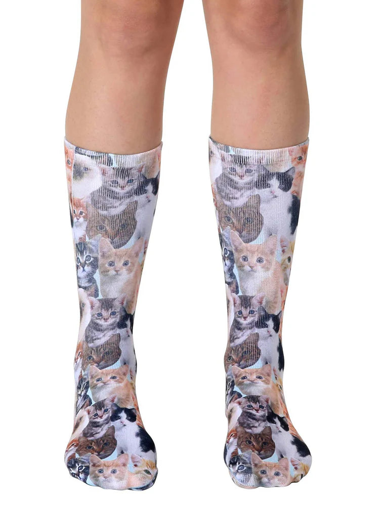 Living Royal - Socks Crew Novelty Graphic Kitty Cat Collage
