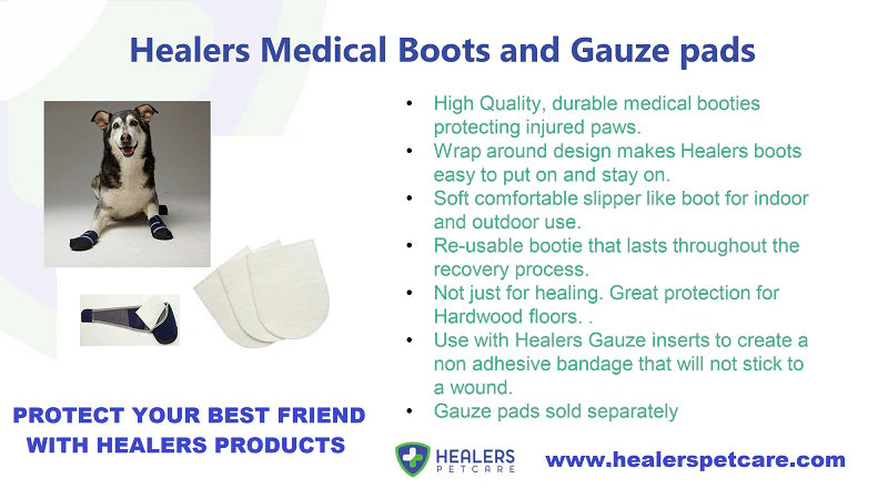 Healers PetCare - Booties for Dogs (2 Booties & 2 Gauze Inserts)