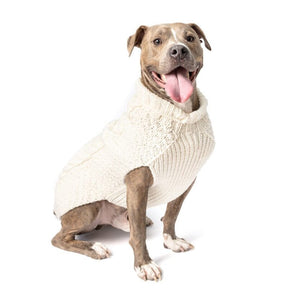 Chilly Dog - Dog Sweater Natural Cable Knit