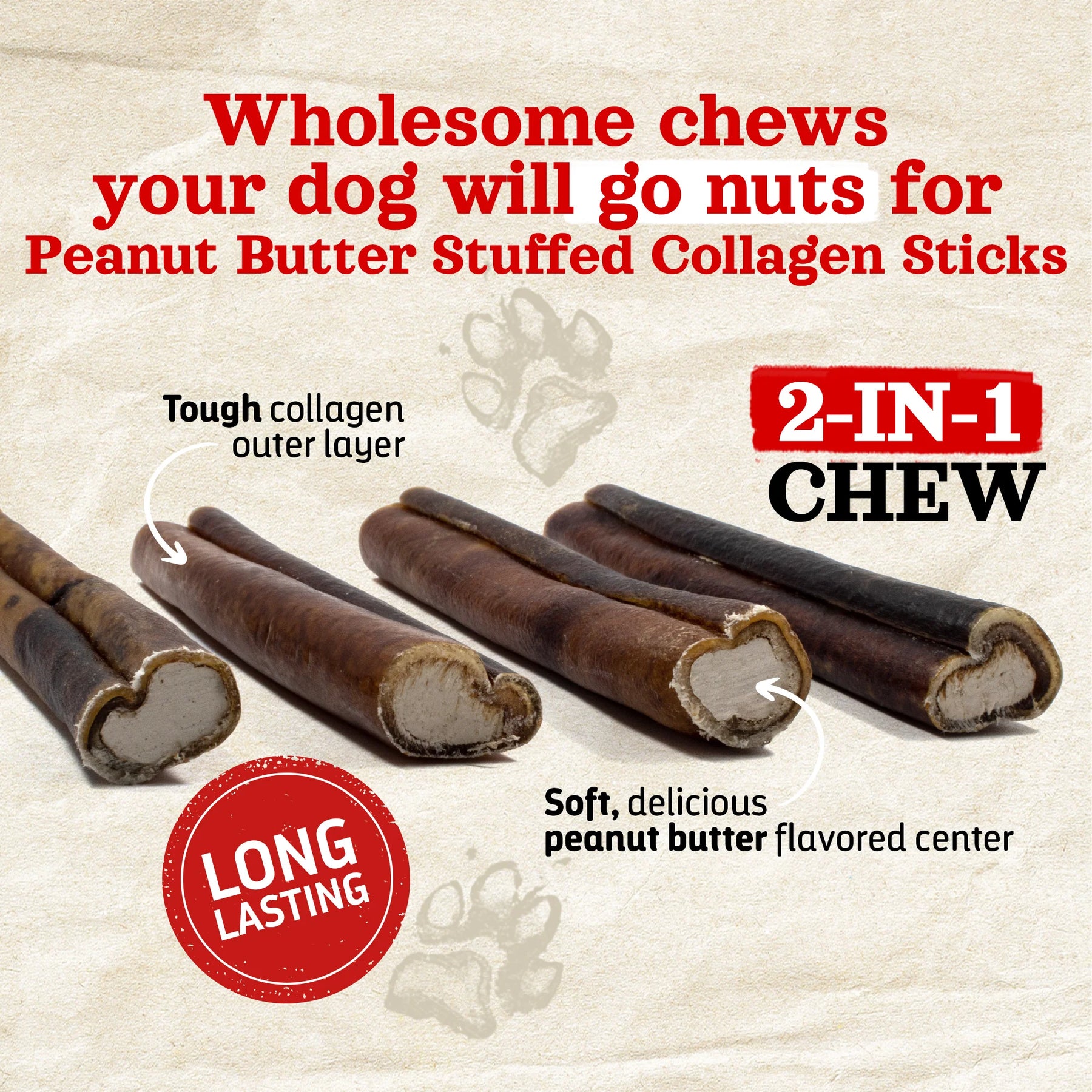 Natural Farm - Collagen Sticks Peanut Butter 6"
