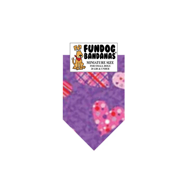 FunDog Bandanas - Dog Bandana Plaid & Polka Hearts