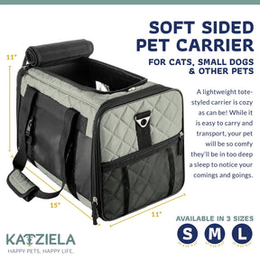 Katziela - Airline Approved Quilted Companion Carrier Cat & Dog Gray
