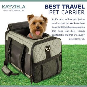 Katziela - Airline Approved Quilted Companion Carrier Cat & Dog Gray