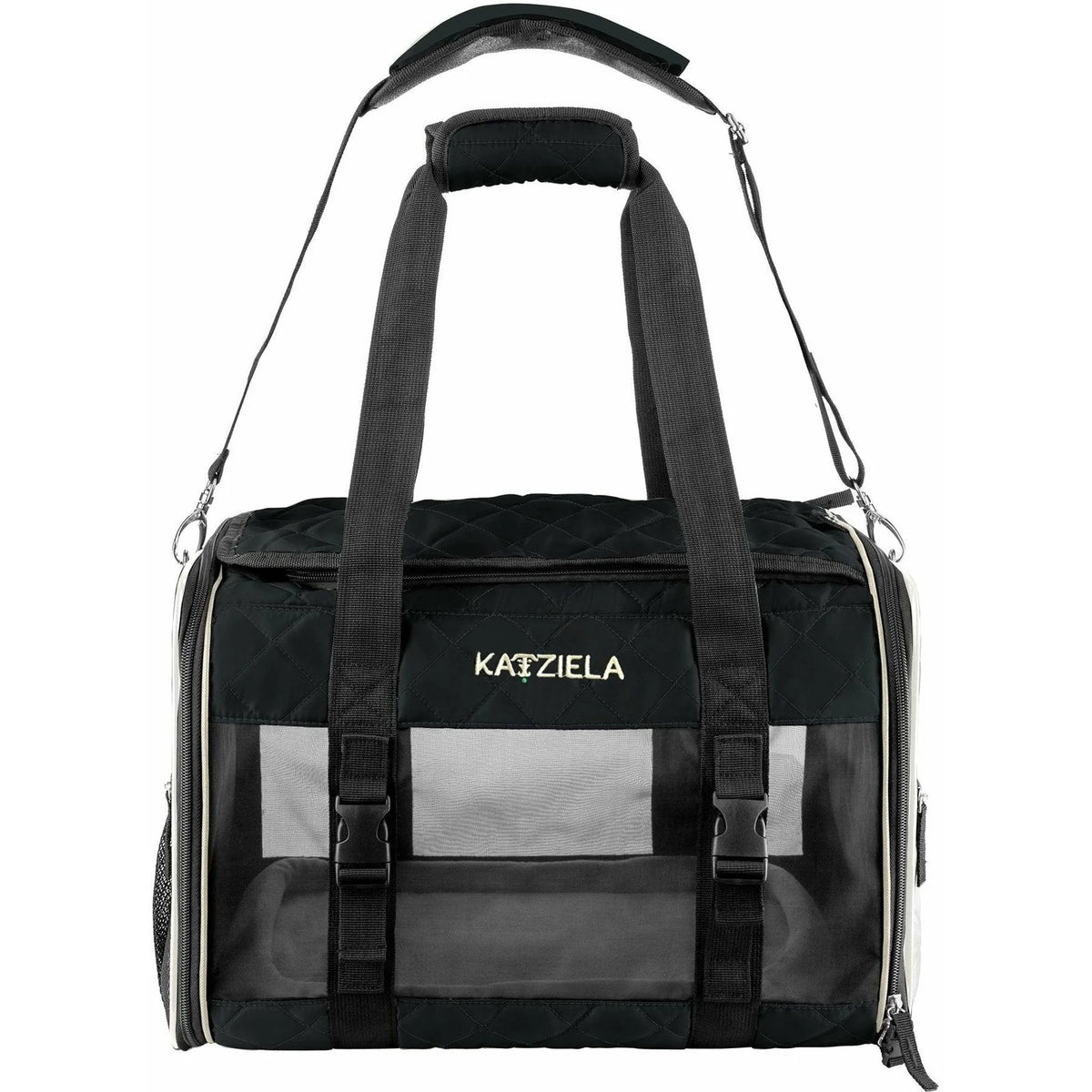 Katziela - Airline Approved Quilted Companion Carrier Cat & Dog Black
