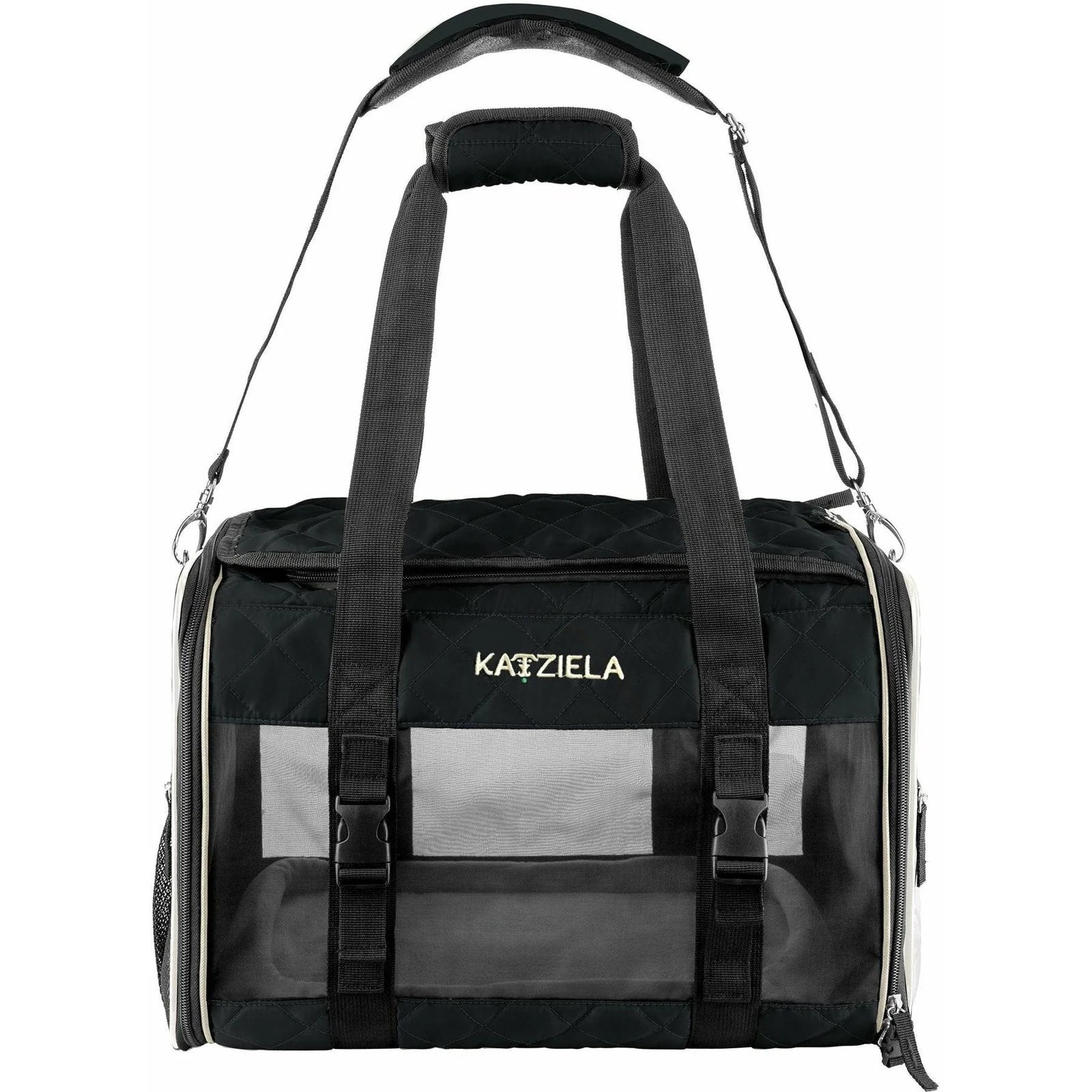 Katziela - Airline Approved Quilted Companion Carrier Cat & Dog Black