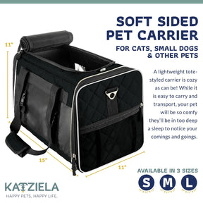 Katziela - Airline Approved Quilted Companion Carrier Cat & Dog Gray