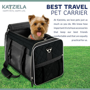 Katziela - Airline Approved Quilted Companion Carrier Cat & Dog Gray