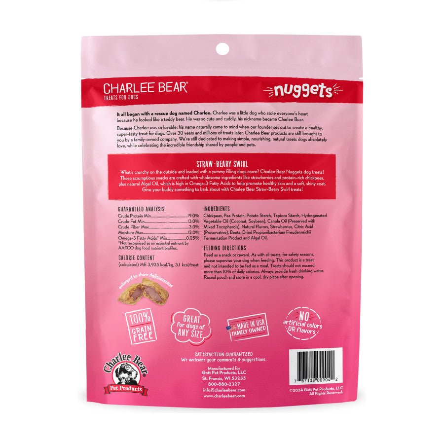 Central Pet Houston - Charlee Bear Nuggets Straw-Beary Swirl Treats For Dogs - Southern Agriculture 