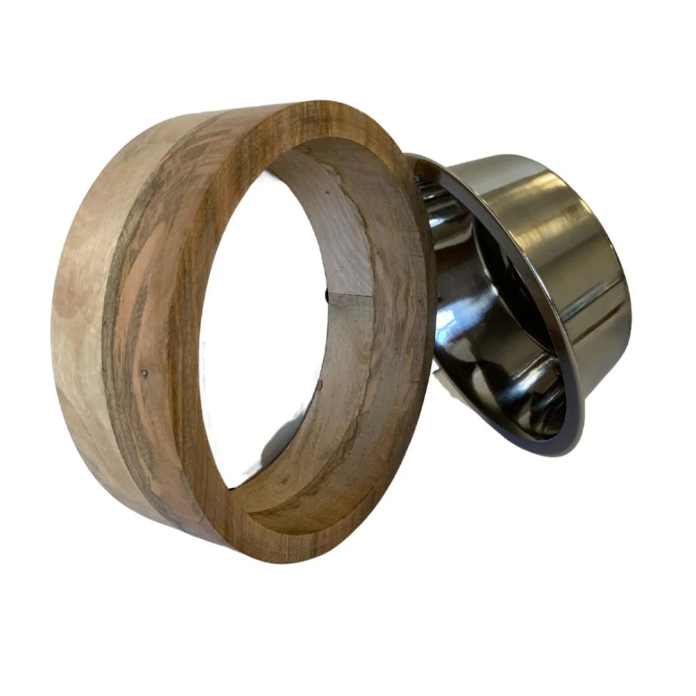 Jojo Modern Pets - Stainless Steel Dog Bowl with Cylindrical Mango Wood Holder