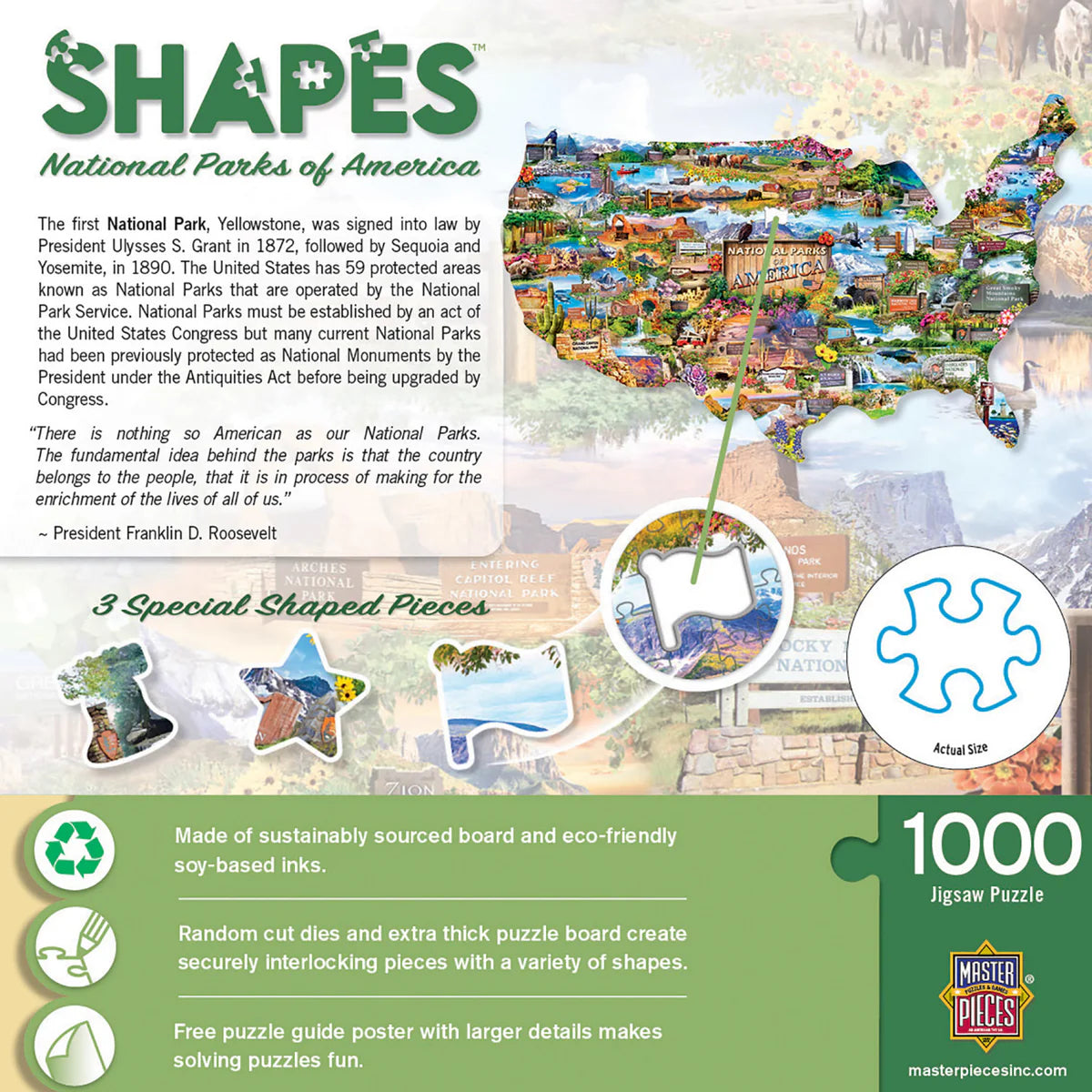 MasterPieces - Puzzle National Parks of America Shaped Puzzle 1000 Pieces